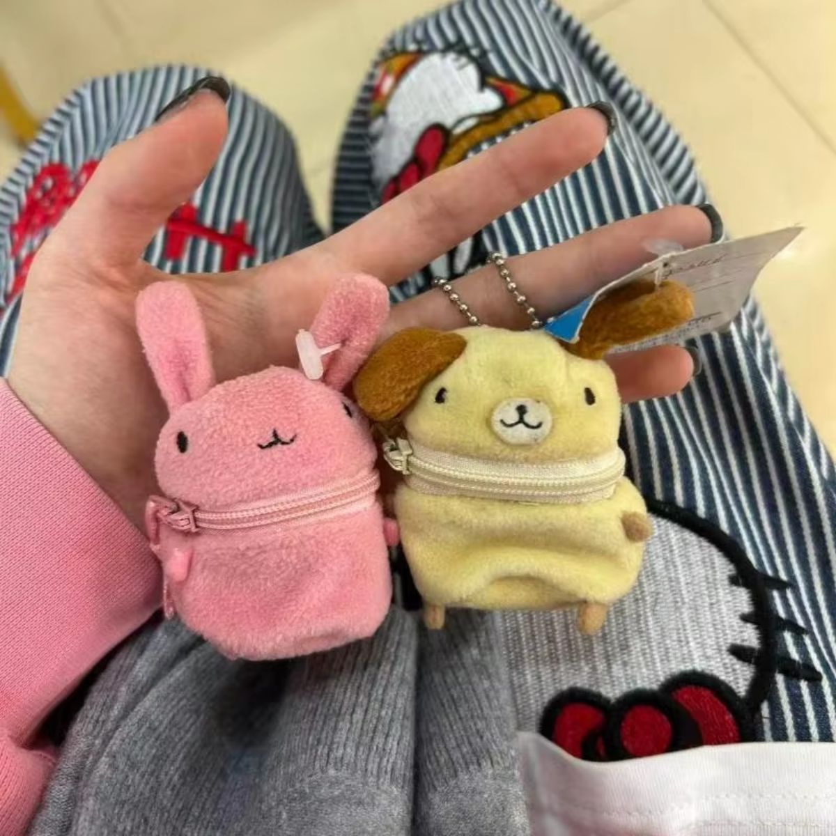 Cute Fluffy Rabbit Coin Purse Keychain