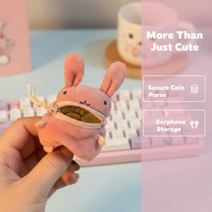 Cute Fluffy Rabbit Coin Purse Keychain